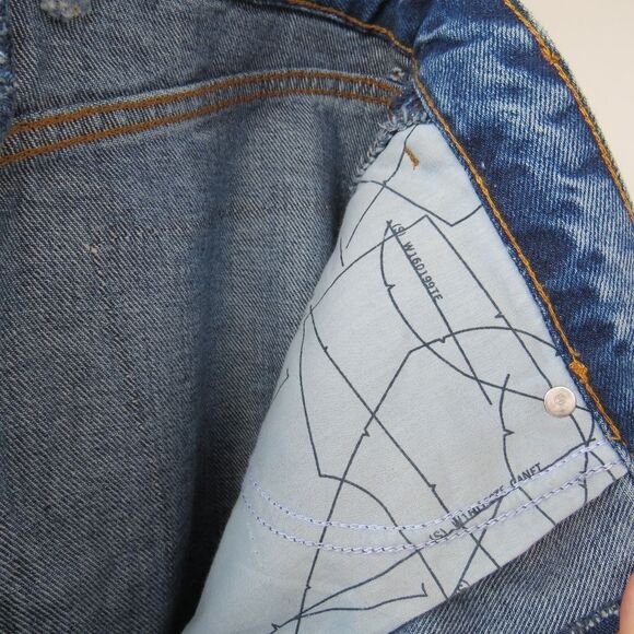 Zara TRF IX'D Makers Womens Size Small Denim Upcycled Distressed Jean Skirt - Picture 14 of 15